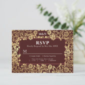Elégant Rose victorien Gold Foil Wedding Carte RSV (Debout devant)