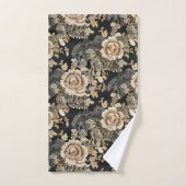 Élégant Rose victorien Monogramme noir (Serviette à main)