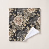 Élégant Rose victorien Monogramme noir (Gant de toilette)