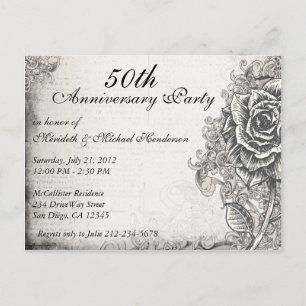 Élégant Rose Vintage Anniversaire Invitation du pa