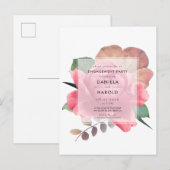 Élégant rose vintage Engagement partie Invitation (Devant / Derrière)