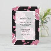 Elégant rose Vintage Roses mariage Invitations (Debout devant)