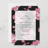 Elégant rose Vintage Roses mariage Invitations (Devant)