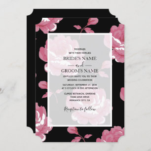 Elégant rose Vintage Roses mariage Invitations