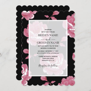 Elégant rose Vintage Roses mariage Invitations