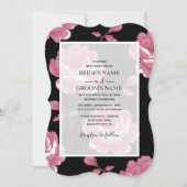 Elégant rose Vintage Roses mariage Invitations (Devant)