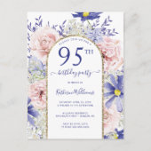 Elégant rose violet 95e anniversaire Invitation de (Devant)