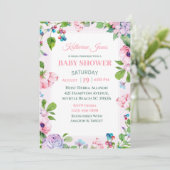 Elégant rose violet Baby shower Floral Invitation (Debout devant)