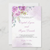 Élégant Rose violet Faire-part de mariage (Devant)