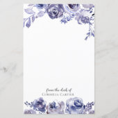 Élégant Rose violet Floral personnalisé Papier sta (Devant)