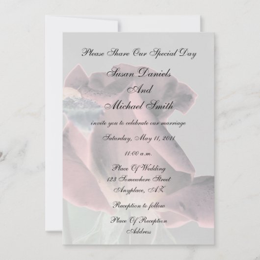 Elegant Rosebud Floral Wedding Invitation Kaart (Voorkant)
