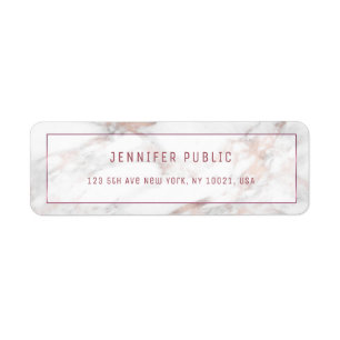 Elegant Rosegold Marble Sjabloon Return Address Etiket