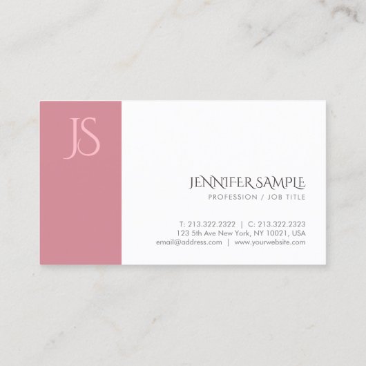 Elegant Rosegold Modern Monogram Minimalist Visitekaartje (Achterkant)
