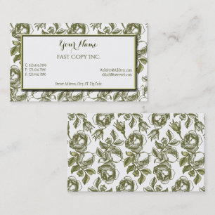 Élégant Roses blanc et or Cartes de visite personn