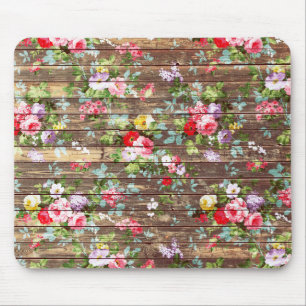  Elegant Roses Brown Wood Foto Muismat