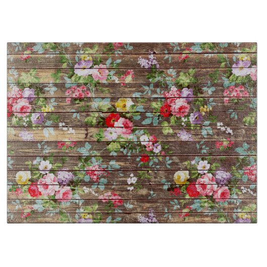 Elegant Roses Brown Wood Foto Snijplank (Voorkant)