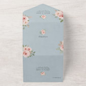 Elegant Roses Editable Blue Wedding  All In One Uitnodiging (Buitenkant)