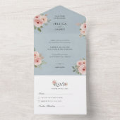 Elegant Roses Editable Blue Wedding  All In One Uitnodiging (Binnen)