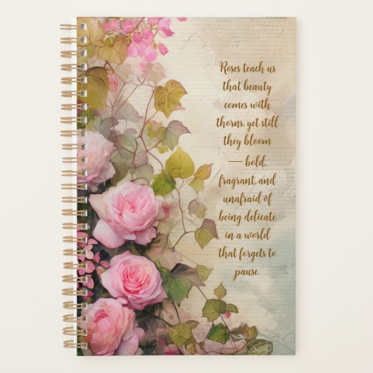 Elegant Roses Floral Planner – Romantic Botanical (Devant)