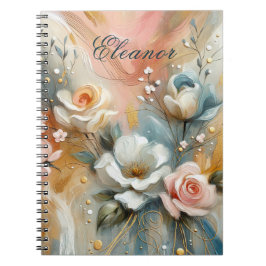 Elegant Roses in pale hues Personalized Notitieboek