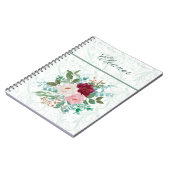 Elegant Roses & Mint Personalized Notitieboek (Linkerzijde)