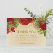 Élégant Roses rouges Vintages Merci d'anniversaire (Debout devant)