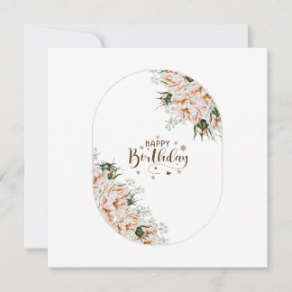 Elegant Roses Watercolor Floral Birthday Card Kaart
