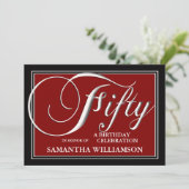Elégant Rouge 50e anniversaire Invitations (Debout devant)