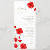 Elégant rouge Aquarelle Poppy Floral Mariage Menu (Devant)