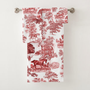 Elégant Rouge Blanc Rustique Horses Toile
