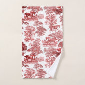 Elégant Rouge Blanc Rustique Horses Toile (Serviette à main)