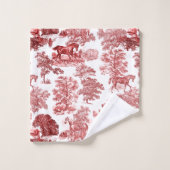 Elégant Rouge Blanc Rustique Horses Toile (Gant de toilette)