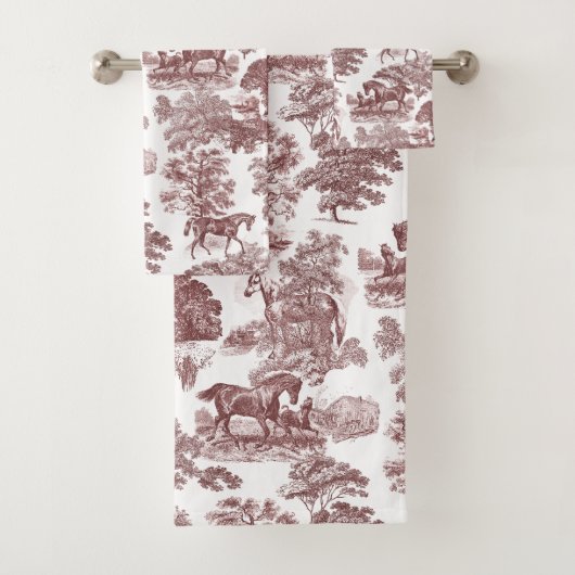 Elégant Rouge Blanc Rustique Horses Toile (En situation)