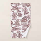 Elégant Rouge Blanc Rustique Horses Toile (Serviette à main)