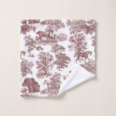 Elégant Rouge Blanc Rustique Horses Toile (Gant de toilette)