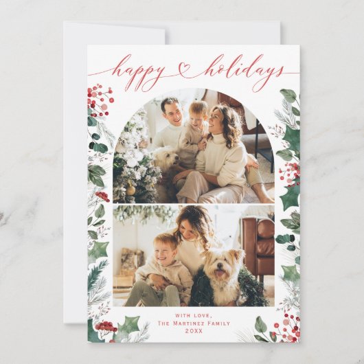 Élégant Rouge brillant Joyeux Carte photo de vacan (Devant)