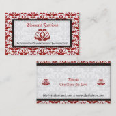 Elégant rouge damassé cartes de visite de mode (Devant / Derrière)