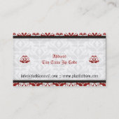 Elégant rouge damassé cartes de visite de mode (Dos)