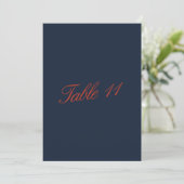 Élégant rouge et bleu profond Numéro de table (Debout devant)