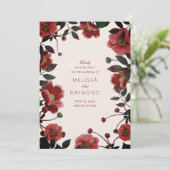 Élégant rouge floral enregistrer la carte de date (Debout devant)
