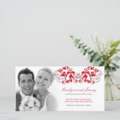 Élégant rouge Floral Mariage Faire-part (Debout devant)