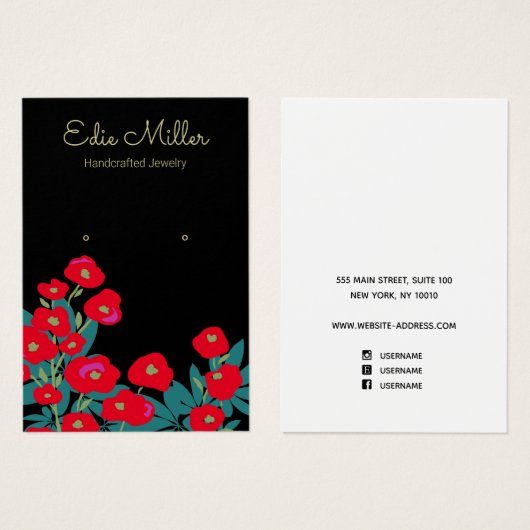 Élégant Rouge floral Script à oreille bijoux (Devant & derrière)