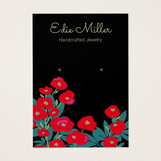 Élégant Rouge floral Script à oreille bijoux (Devant)