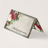 Élégant rouge foncé fleuri Goth Mariage Placecard (Back)