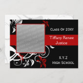 élégant rouge Graduation photo Invitation (Devant / Derrière)