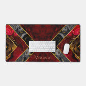 Elégant rouge noir corbeille d'or géométrique (Clavier et souris)