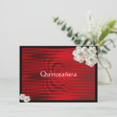 Elégant rouge noir, Rose, Quinceanera Invitation (Debout devant)