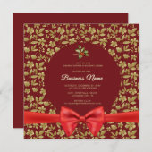 Élégant Rouge or Noël Business Party Invitation (Devant / Derrière)