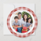 Élégant Rouge Plaid Carte photo de Noël (Devant)