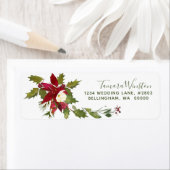 Élégant Rouge Poinsettia Étiquette de Noël (En situation)